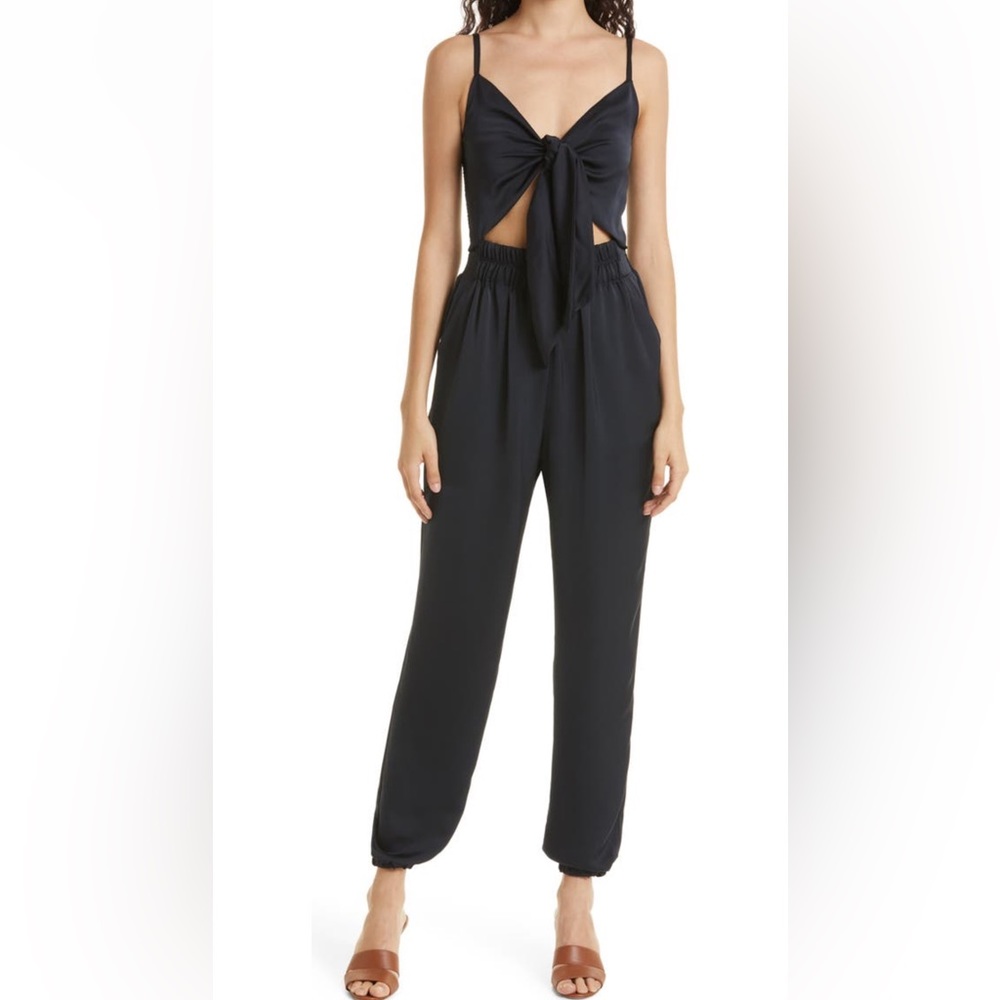 Ramy Brook black sleeveless cutout tie jumpsuit XS